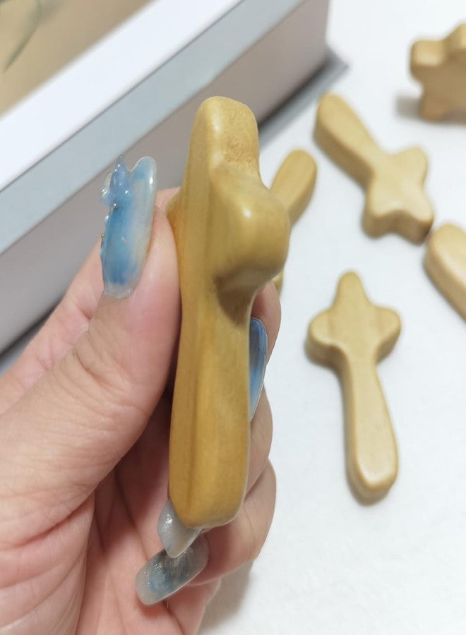 EAEDMY 12Pcs Small Wooden Pocket Crosses, Mini Portable Pine Hand Held Jesus Cross, Prayer Cross for Religious Occasion or Communion, 2.44in - Image 3